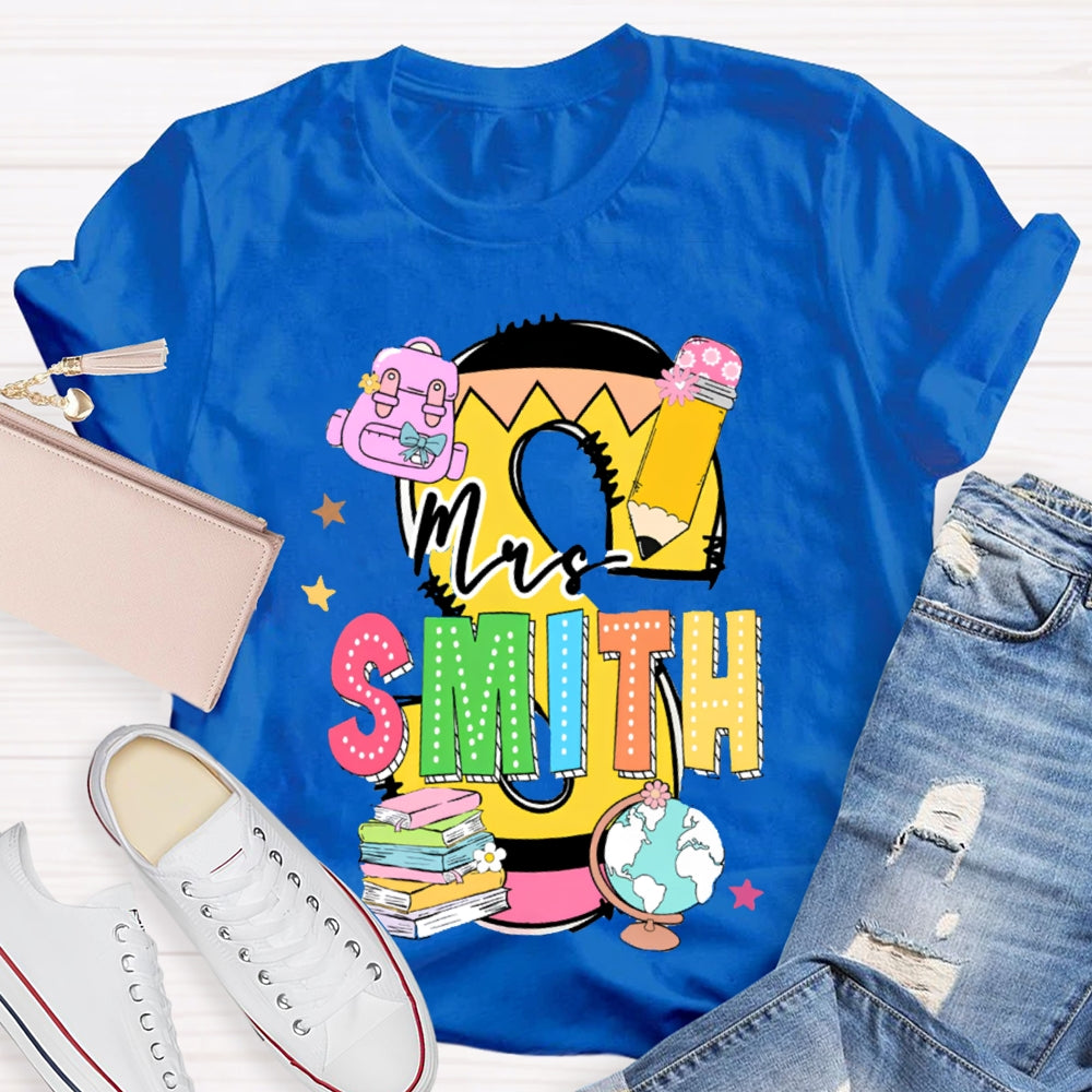 Personalized Name Teachers Book Design T-shirt