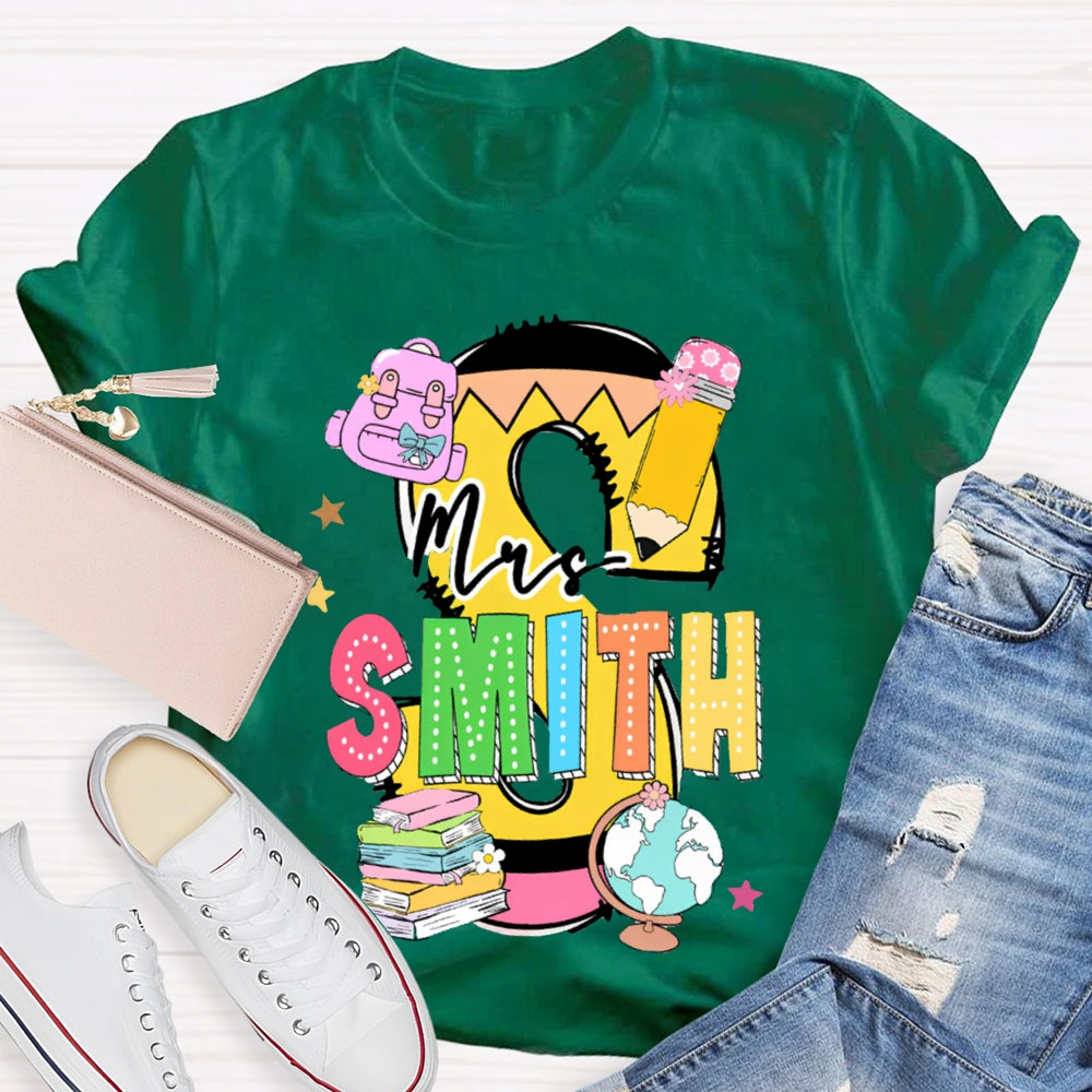Personalized Name Teachers Book Design T-shirt