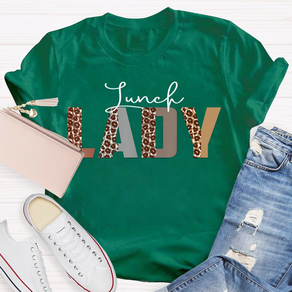 Lunch Lady Leopard Letter Print T-shirt