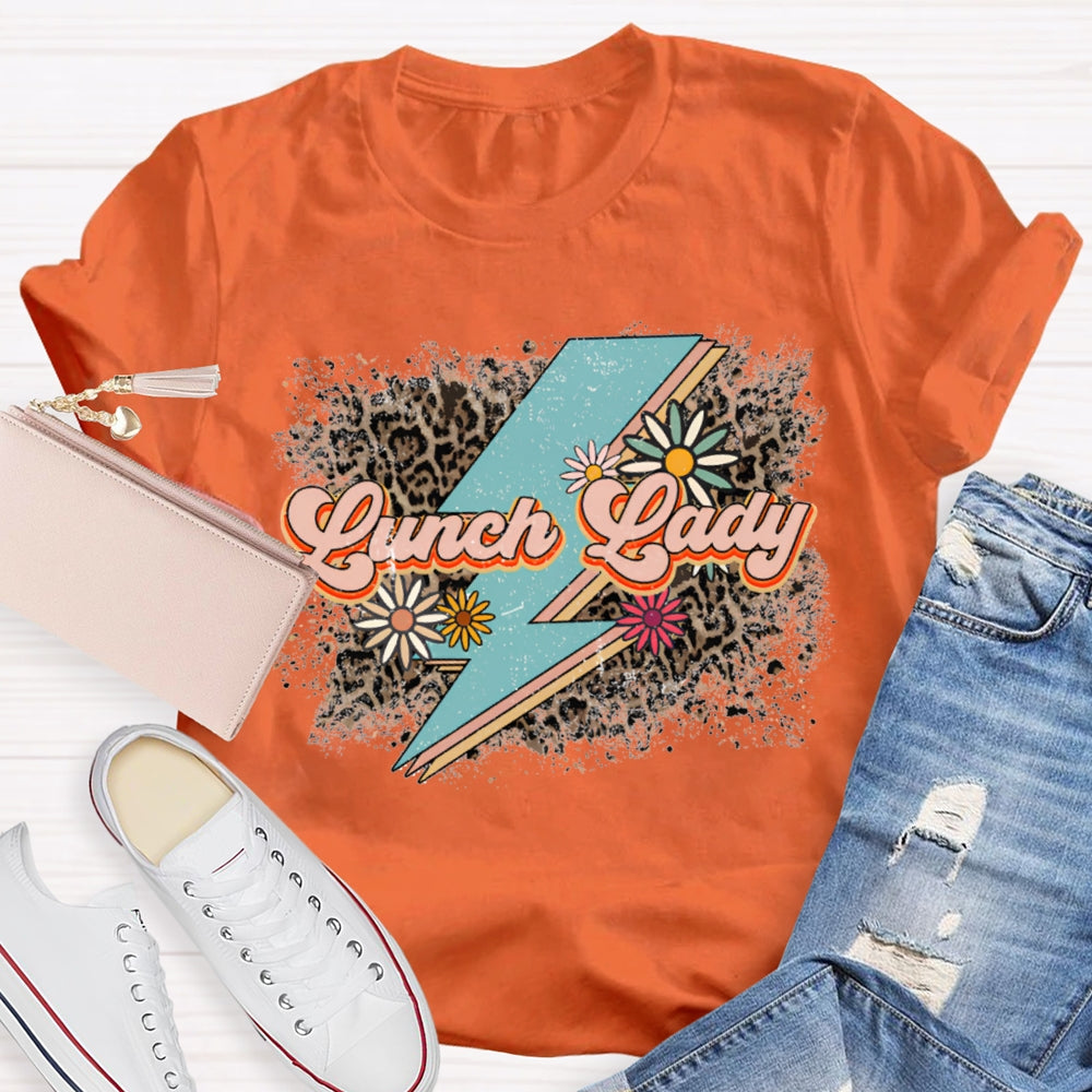 Lunch Lady Leopard Print And Flowers As Background T-shirt