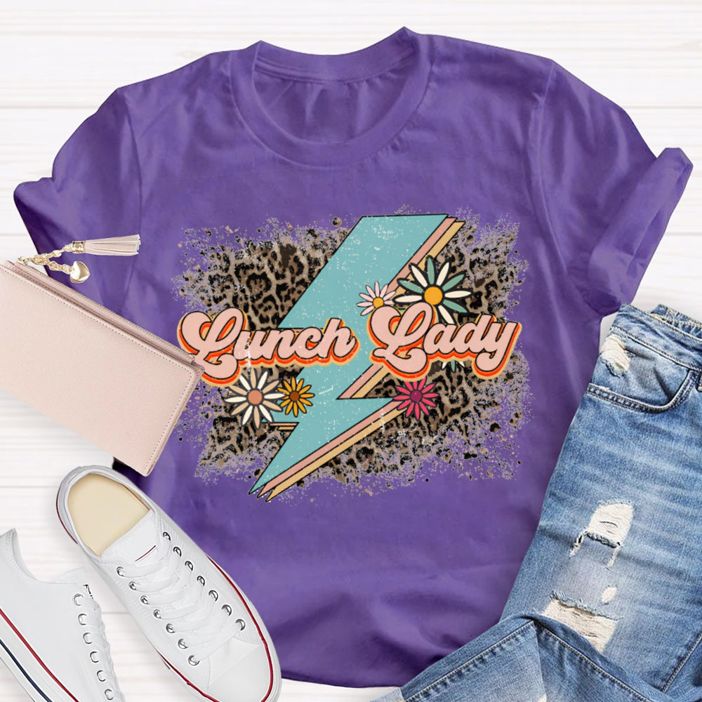 Lunch Lady Leopard Print And Flowers As Background T-shirt