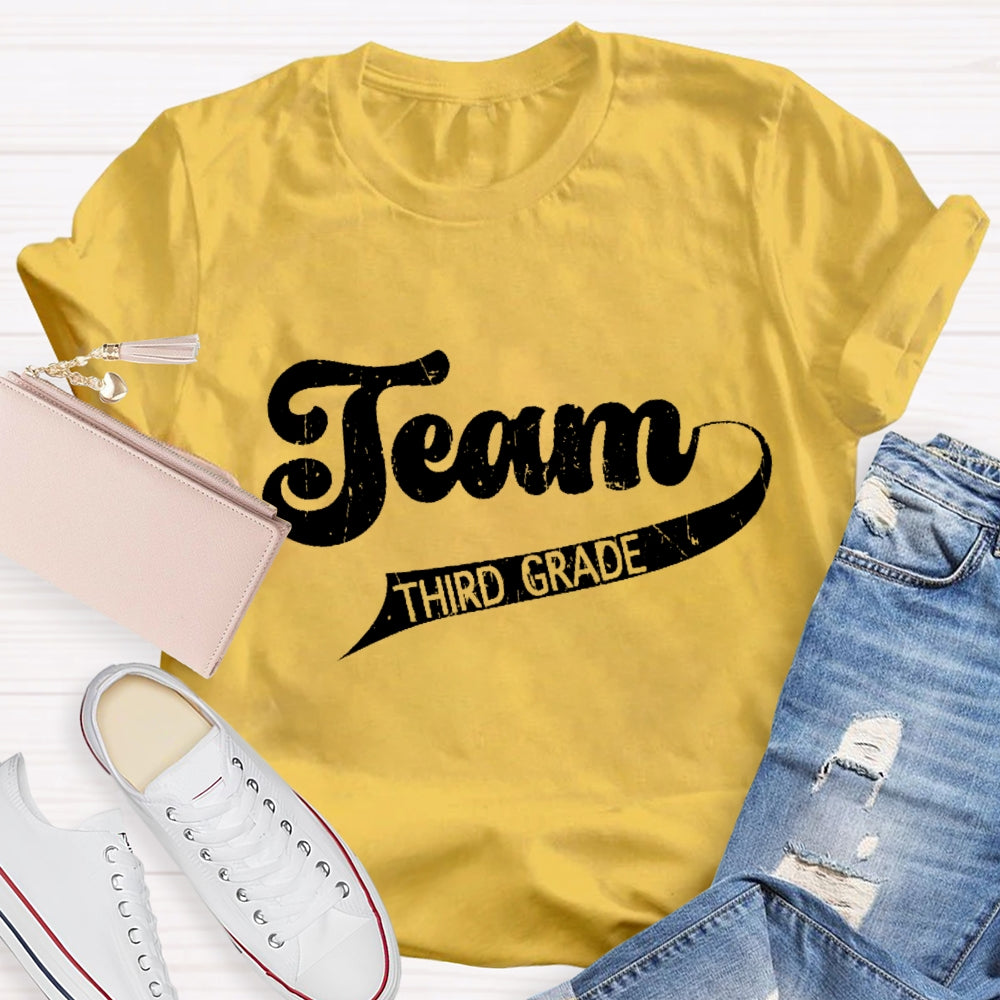 Personalized Grade Third Grade Team letter T-shirt