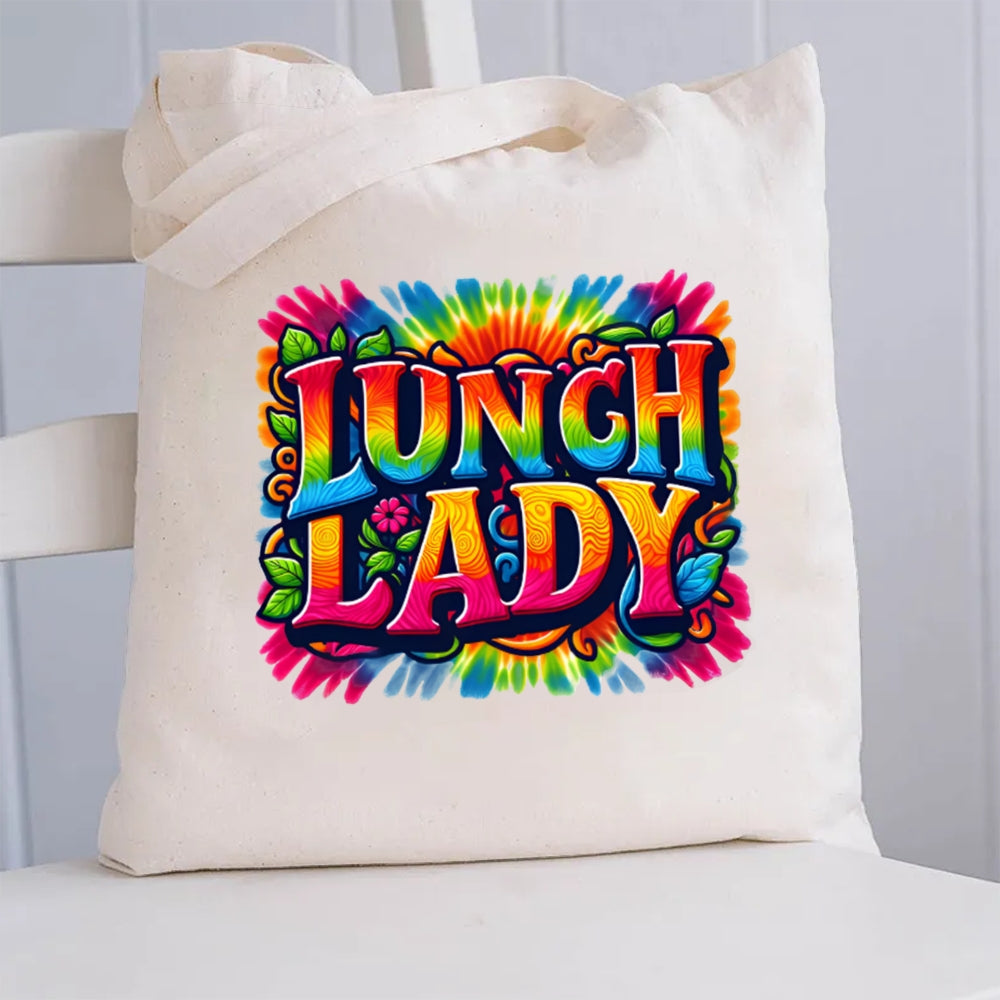 Lunch Lady Colorful Tie-Dye Canvas Tote Bag