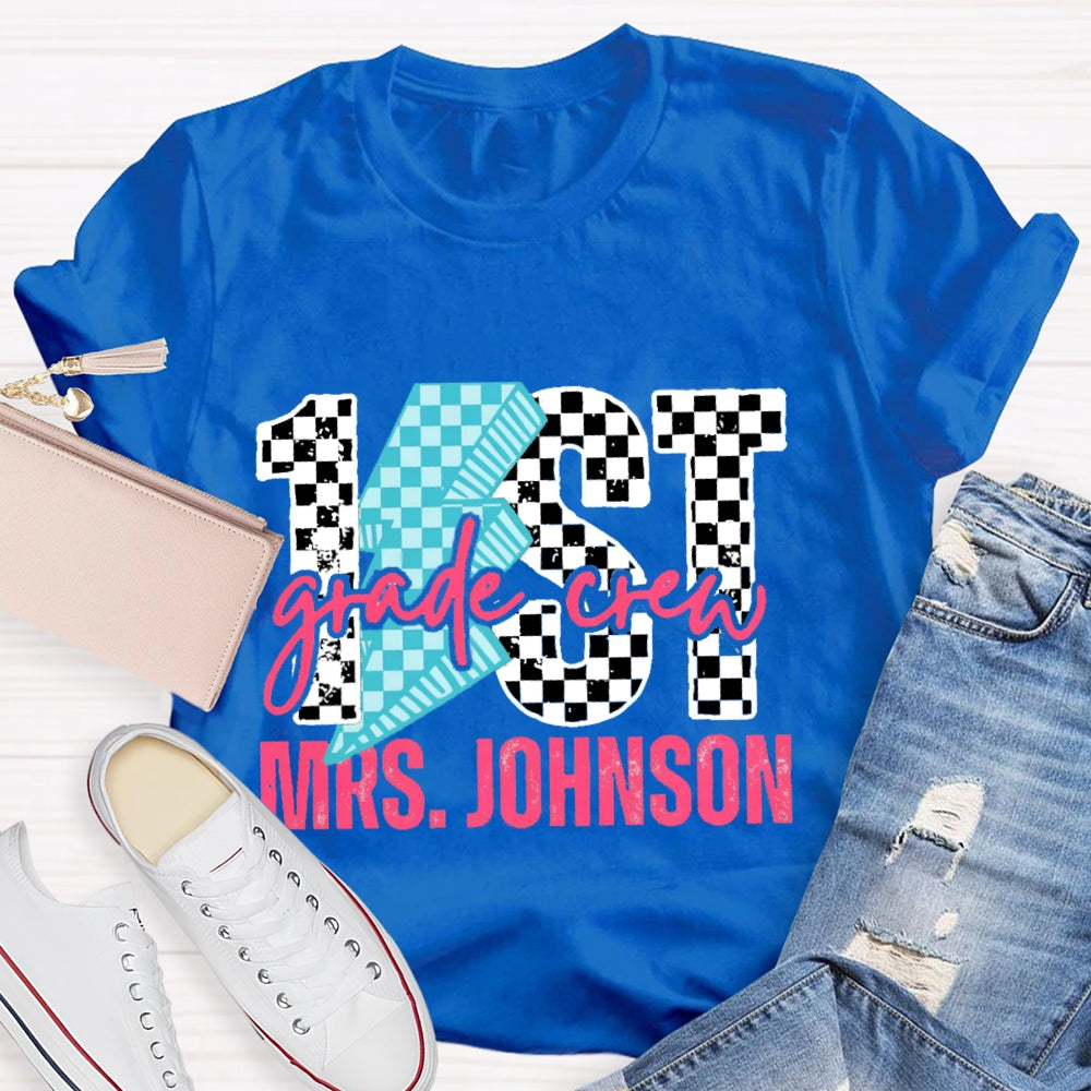 Personalized Grade 1st Grade Black And White Lattice T-shirt