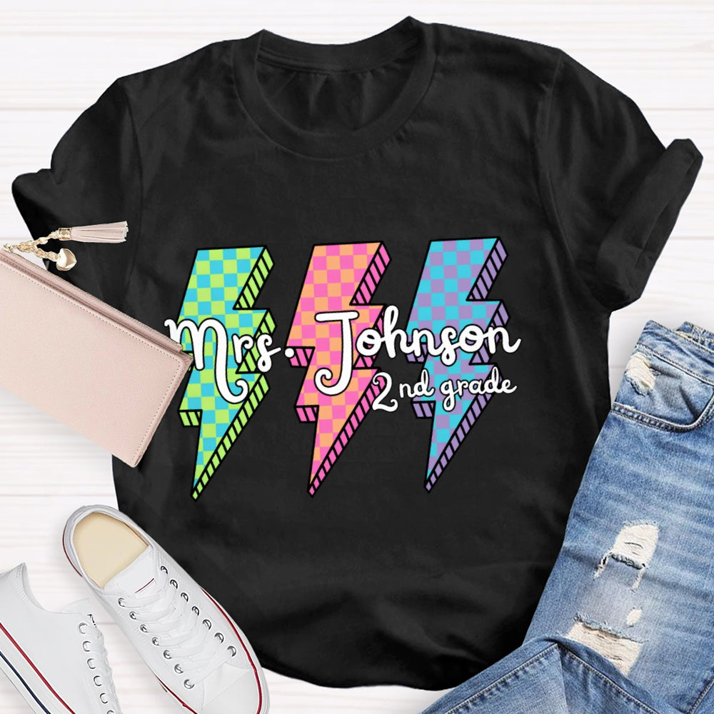 Personalized 2nd Grade Colorful Lightning T-shirt