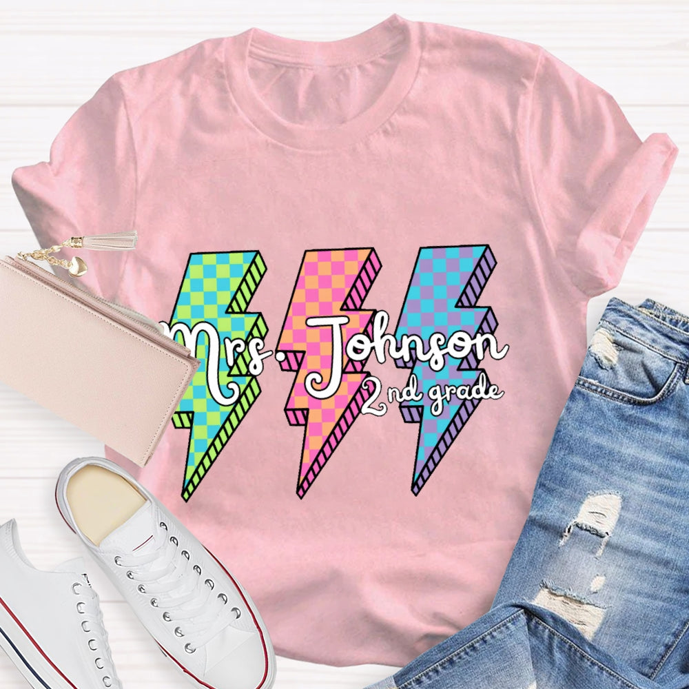 Personalized 2nd Grade Colorful Lightning T-shirt