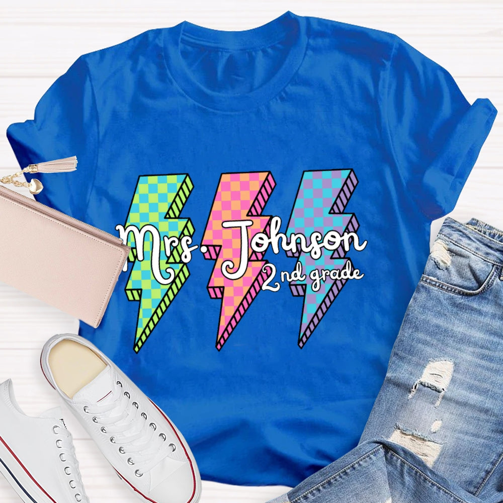 Personalized 2nd Grade Colorful Lightning T-shirt