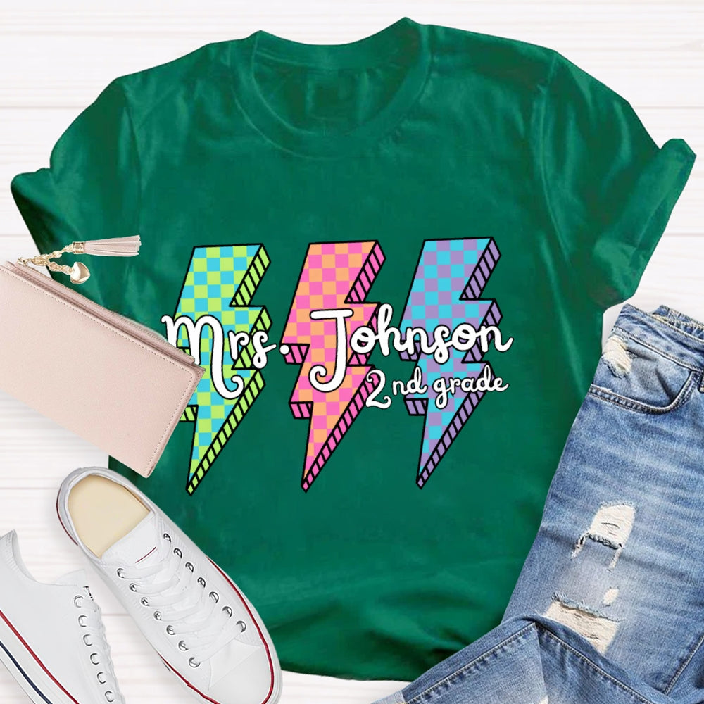 Personalized 2nd Grade Colorful Lightning T-shirt