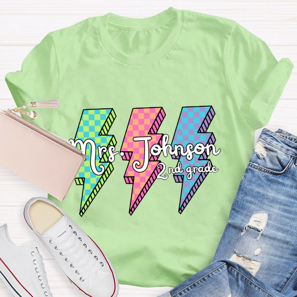 Personalized 2nd Grade Colorful Lightning T-shirt