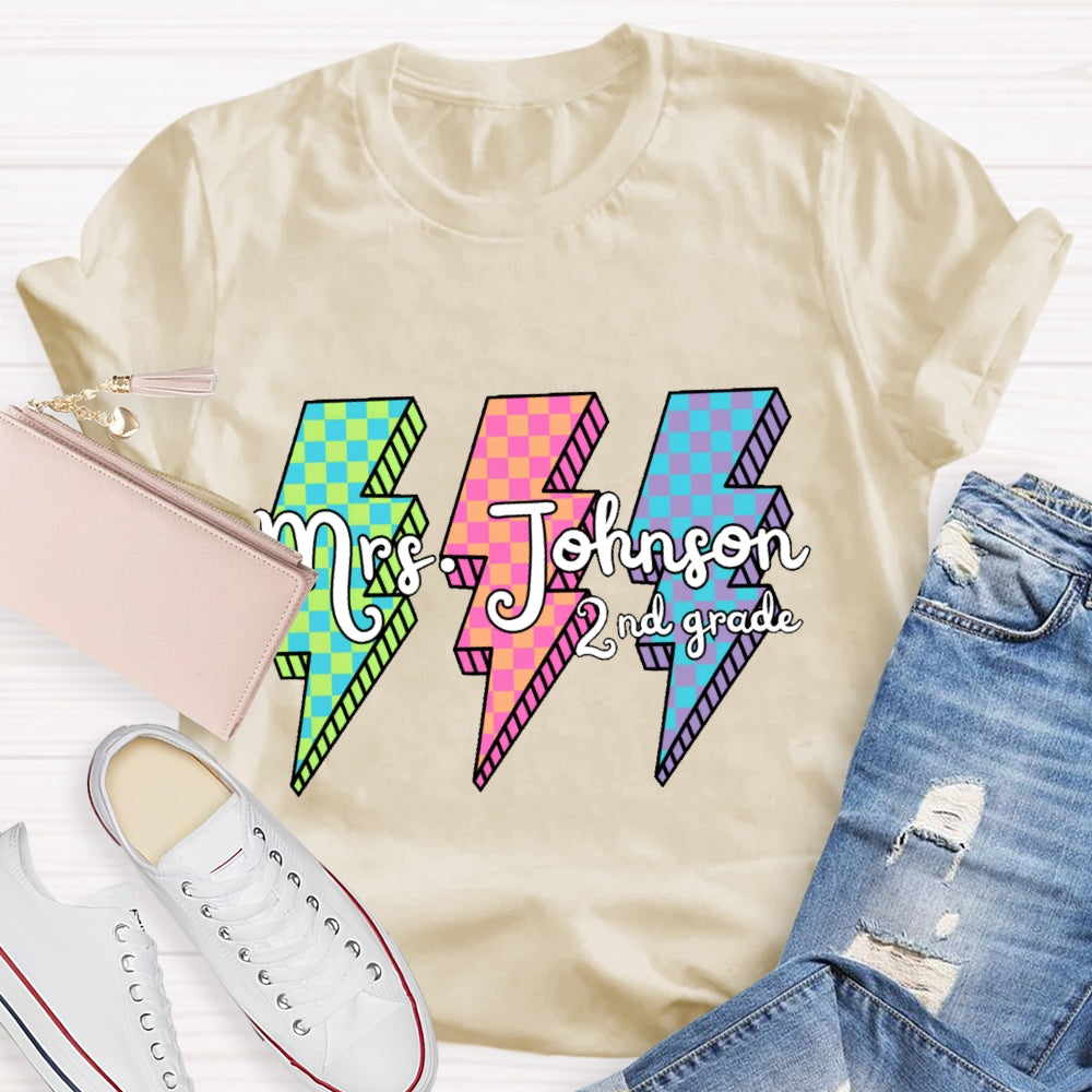 Personalized 2nd Grade Colorful Lightning T-shirt
