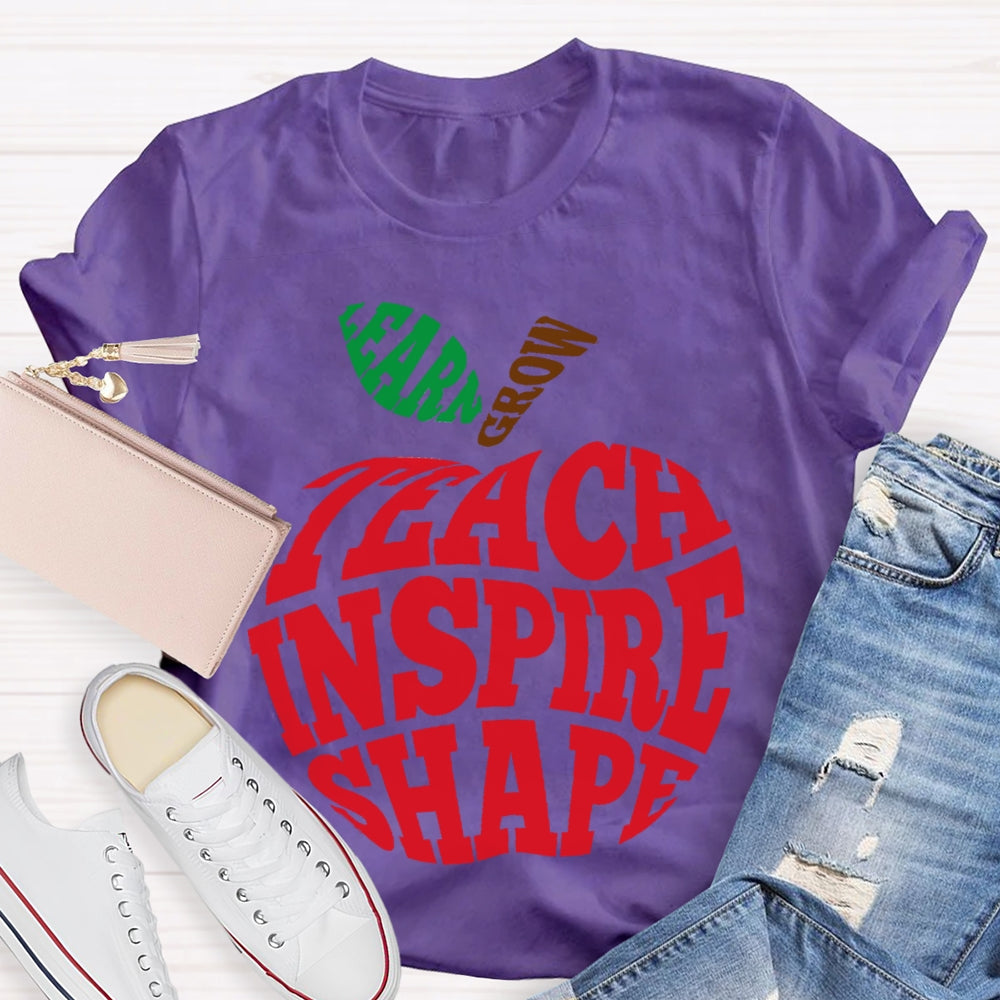 Grow Learn Teach Inspire Shape T-shirt