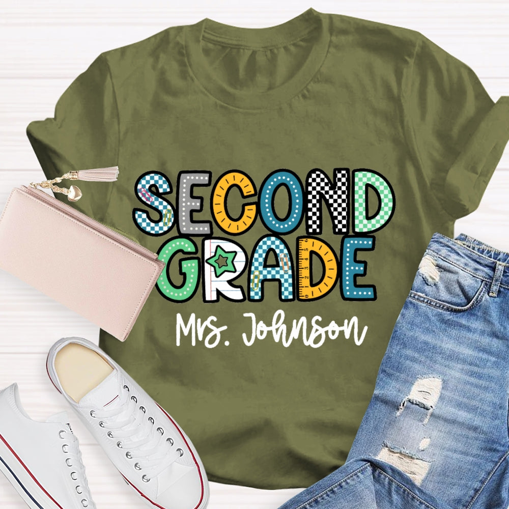 Personalized Grade Funny Letter Print T-shirt