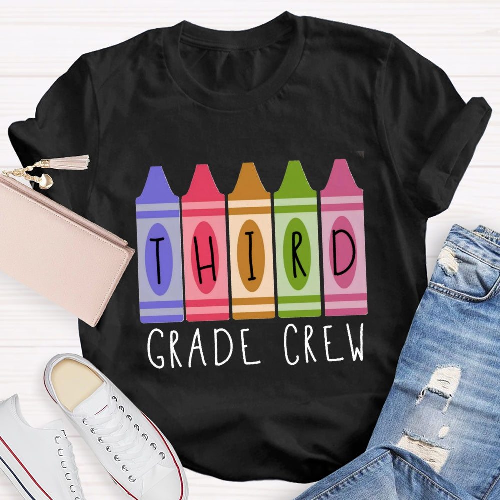 Personalized Grade Crayon Third Grade Crew T-Shirt