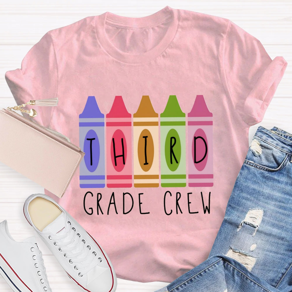 Personalized Grade Crayon Third Grade Crew T-Shirt