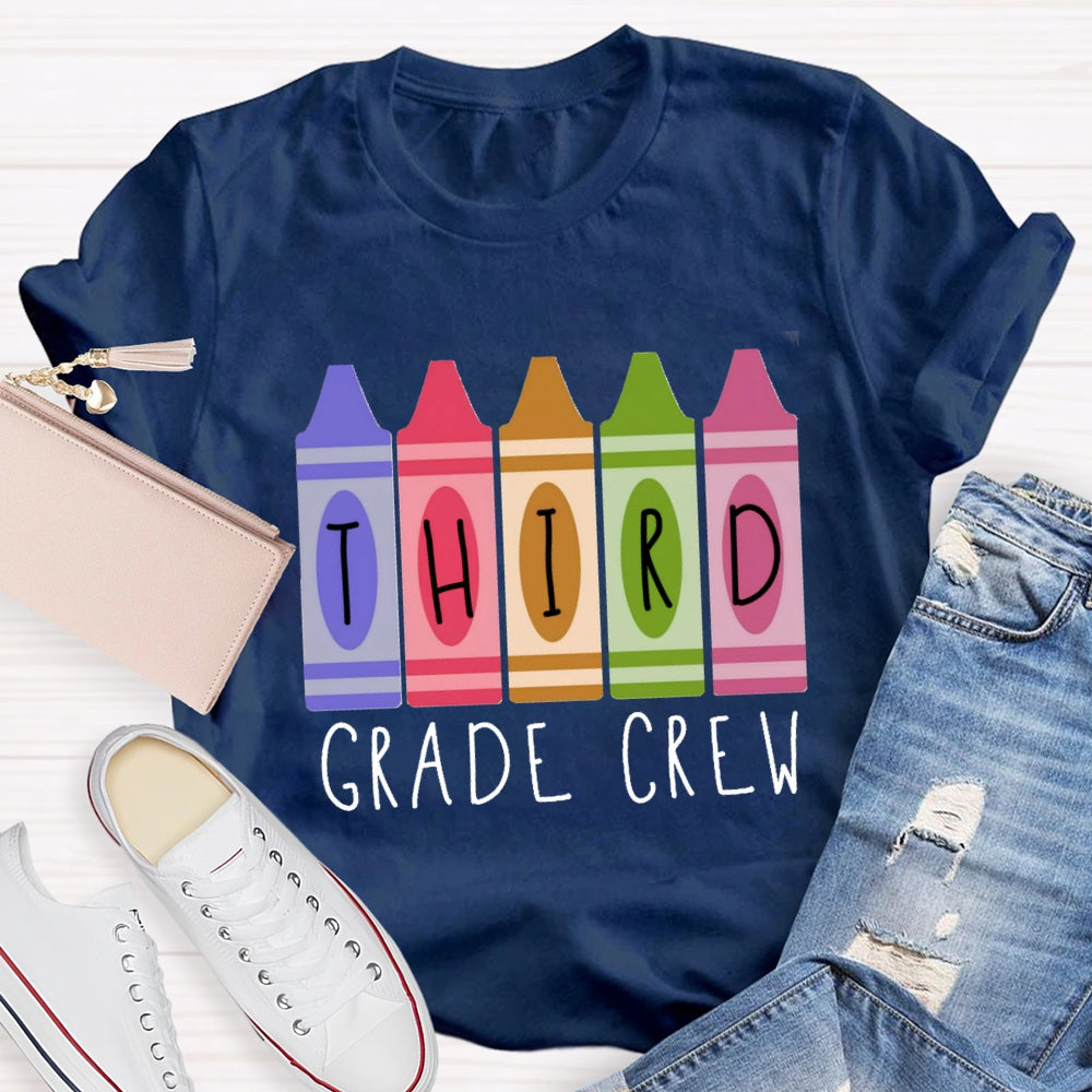 Personalized Grade Crayon Third Grade Crew T-Shirt