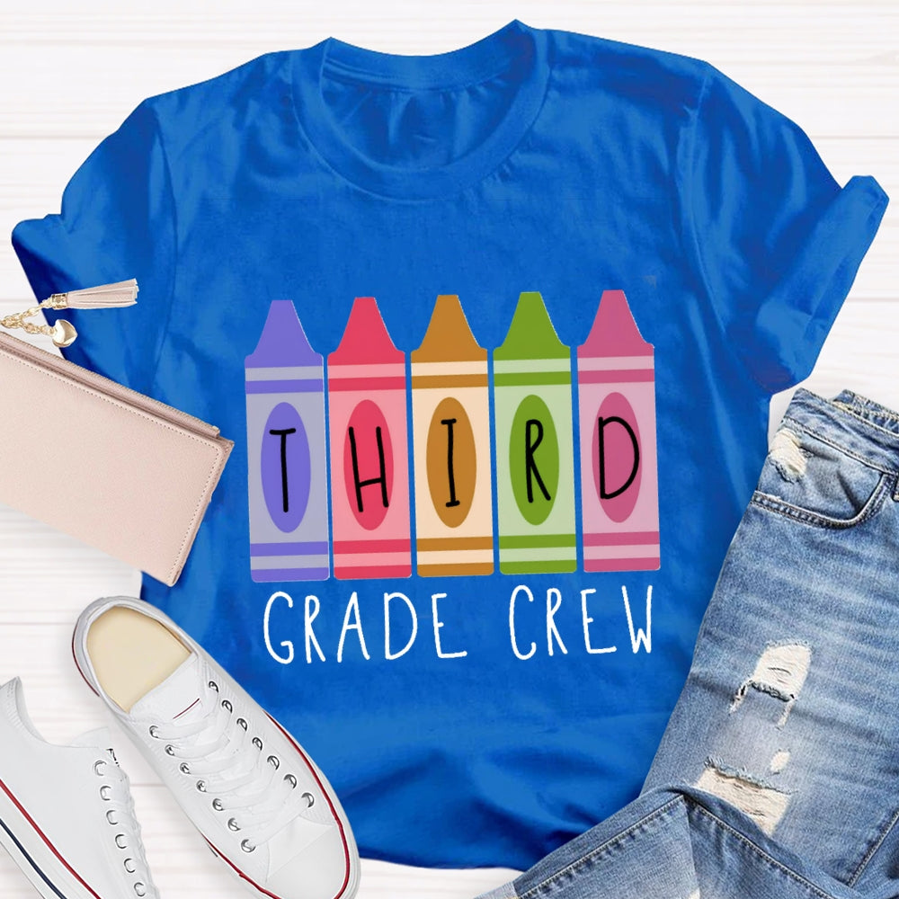 Personalized Grade Crayon Third Grade Crew T-Shirt