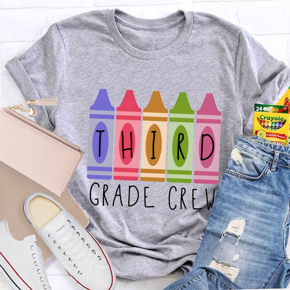 Personalized Grade Crayon Third Grade Crew T-Shirt