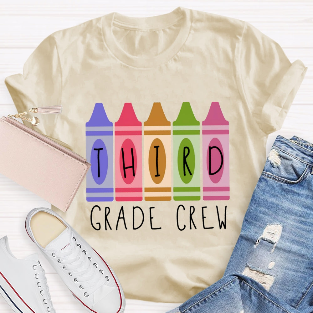 Personalized Grade Crayon Third Grade Crew T-Shirt