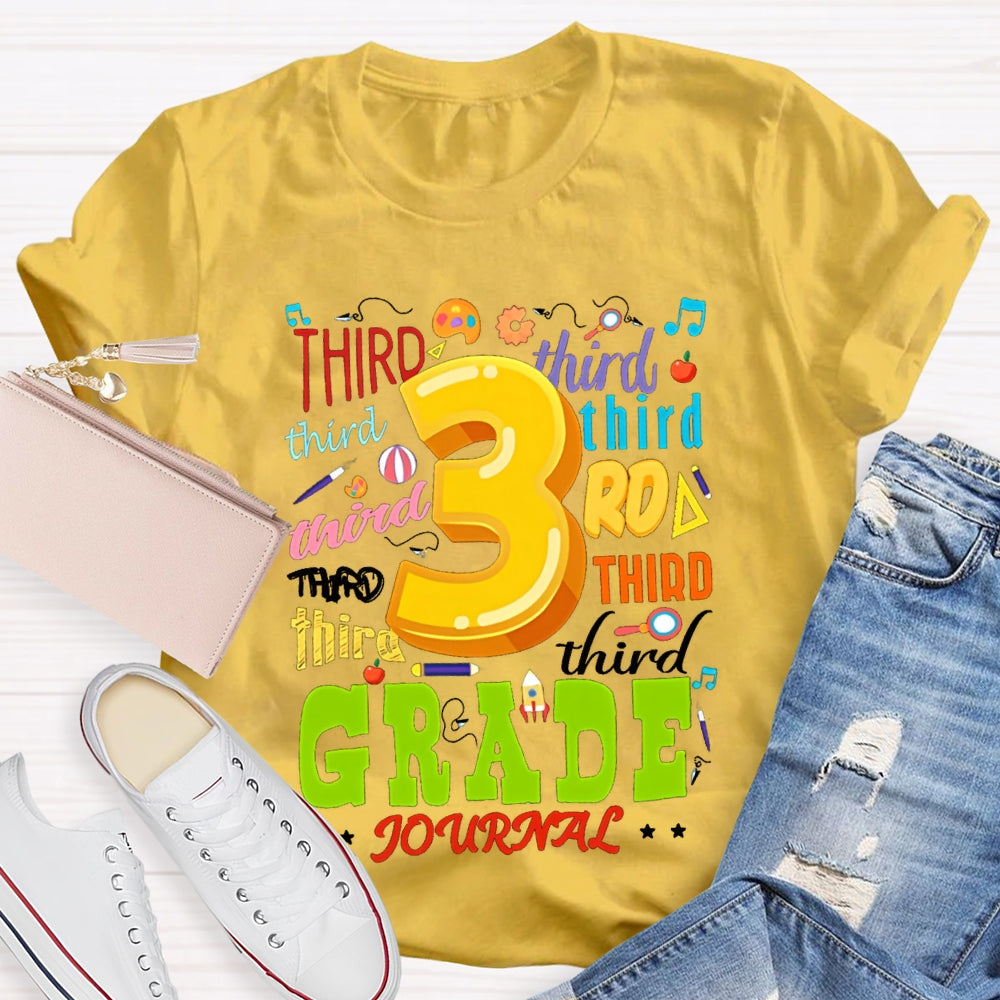 Personalized Grade Color Fonts Third Grade Teacher T-shirt