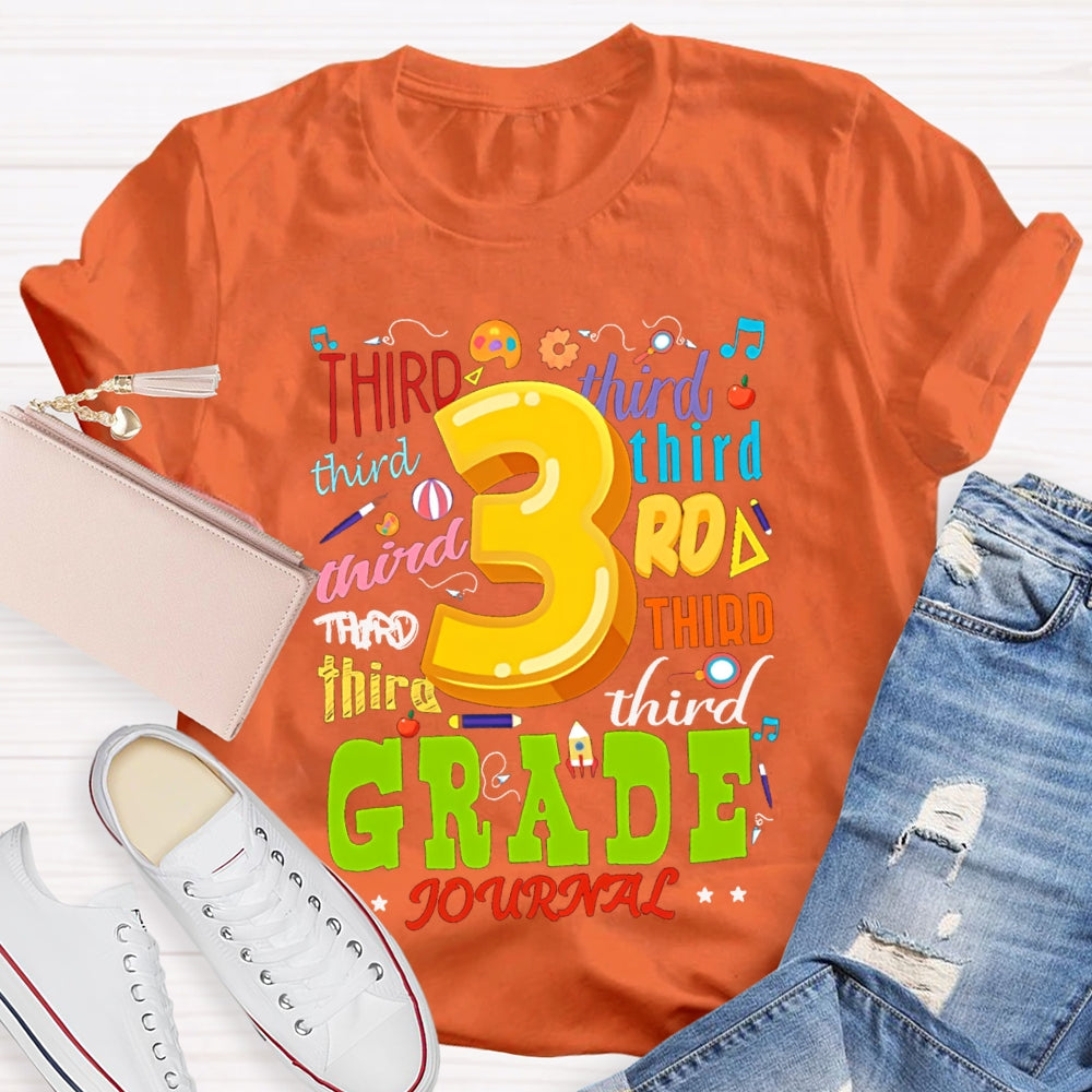 Personalized Grade Color Fonts Third Grade Teacher T-shirt