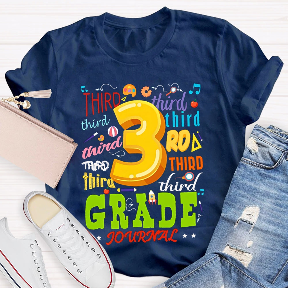 Personalized Grade Color Fonts Third Grade Teacher T-shirt
