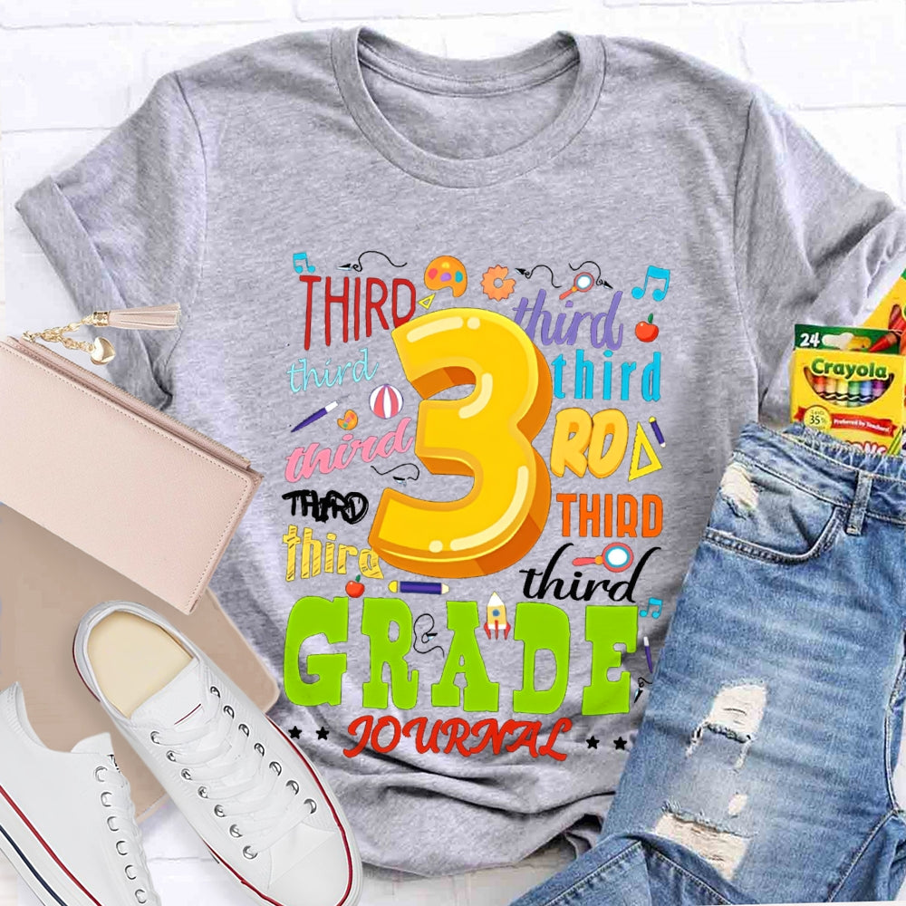 Personalized Grade Color Fonts Third Grade Teacher T-shirt