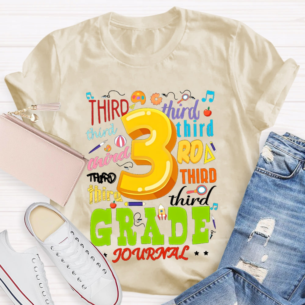 Personalized Grade Color Fonts Third Grade Teacher T-shirt