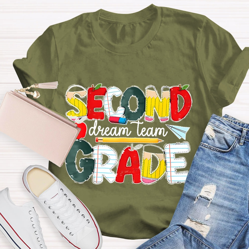 Personalized Grade Dream Team Grade Teacher Kids Back To School Cool T-shirt