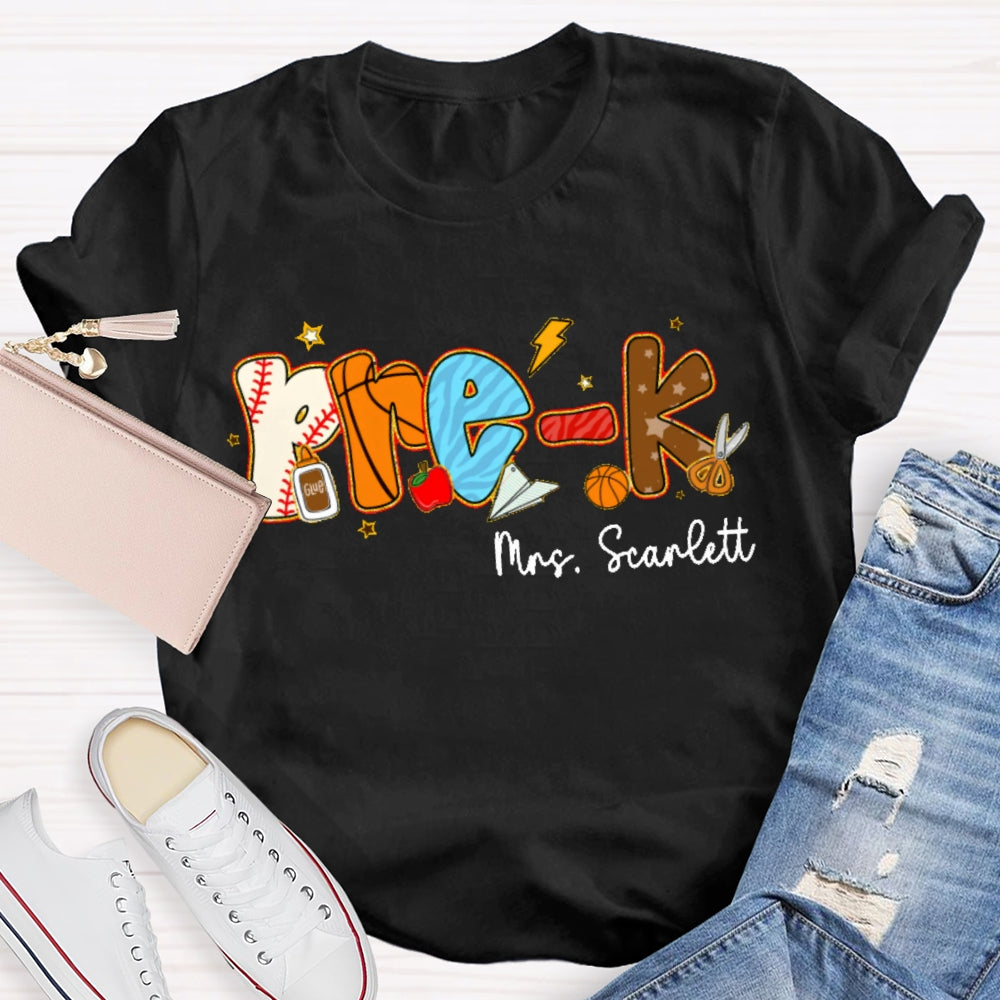 Personalized Name Funny Letter Print T-shirt