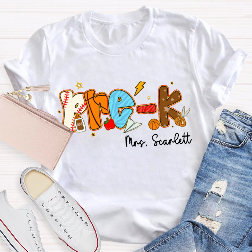 Personalized Name Funny Letter Print T-shirt
