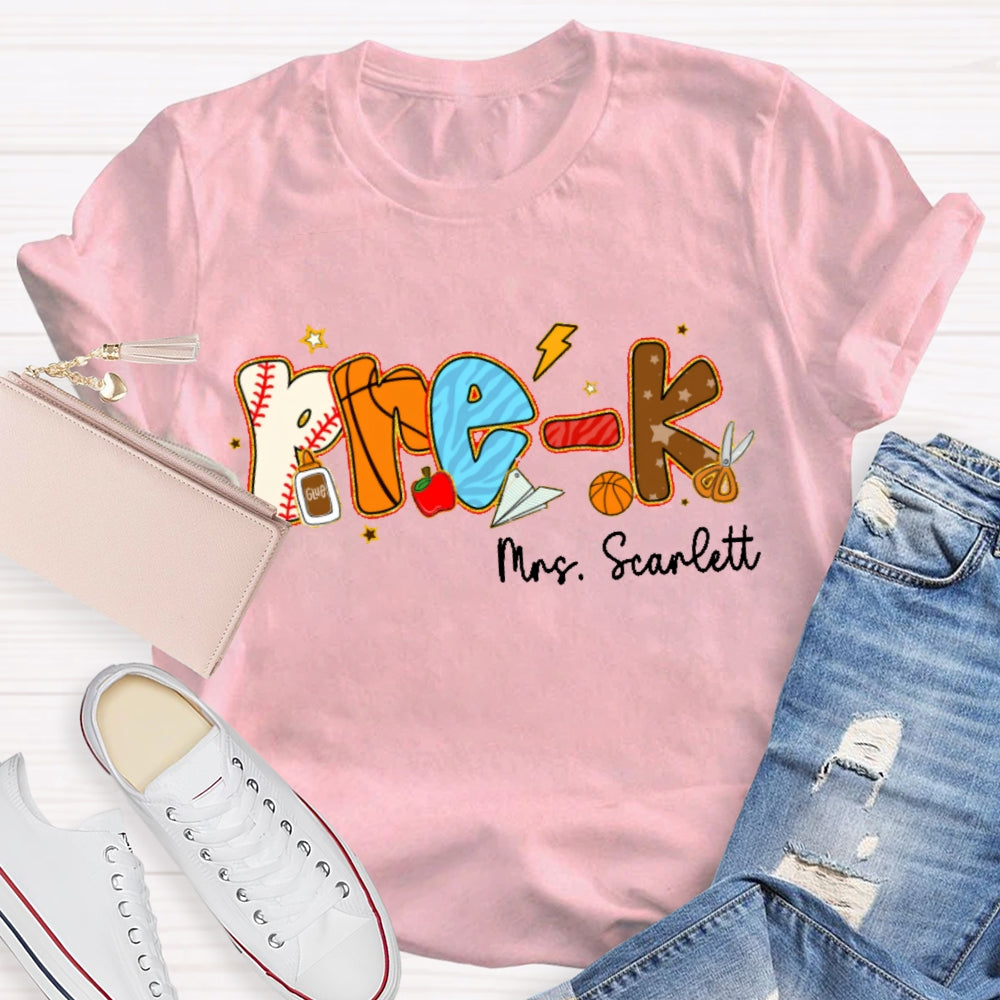 Personalized Name Funny Letter Print T-shirt