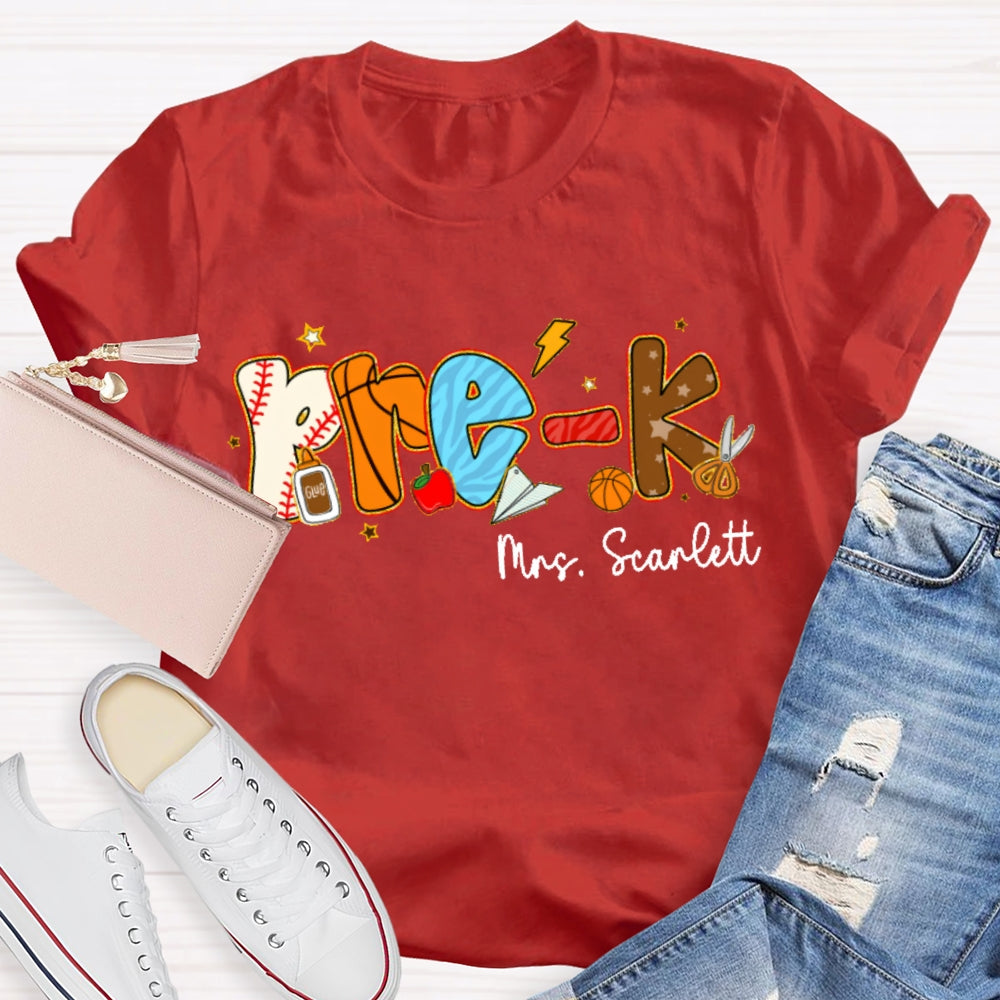 Personalized Name Funny Letter Print T-shirt