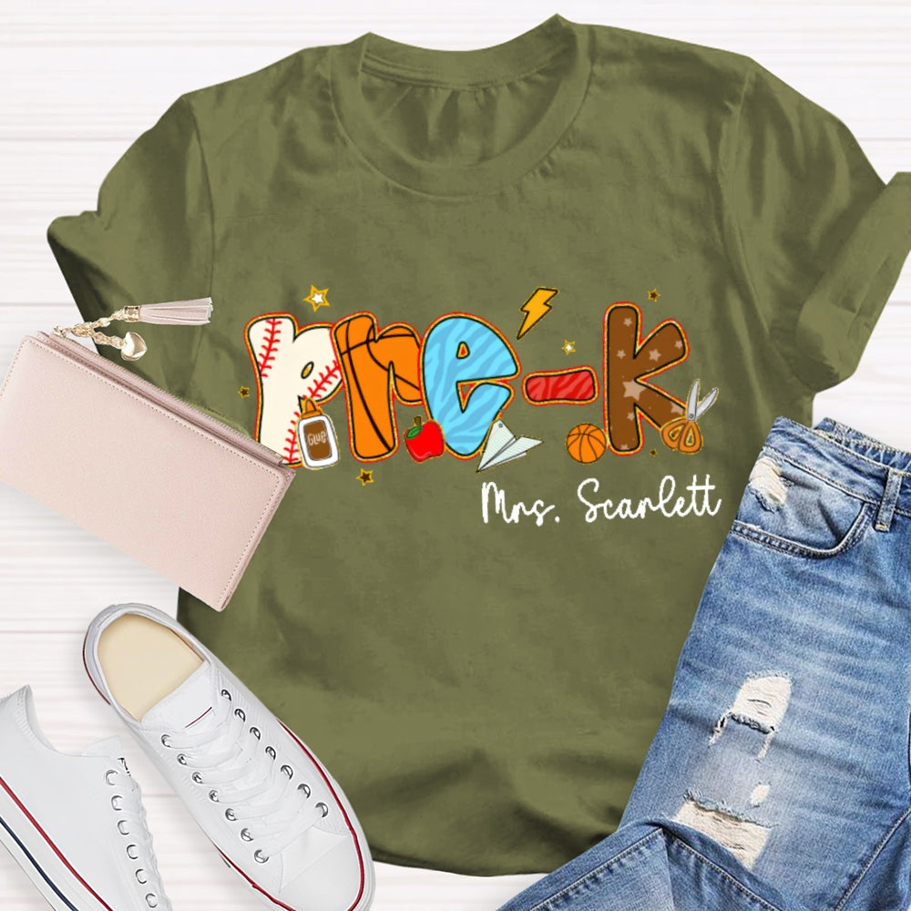 Personalized Name Funny Letter Print T-shirt