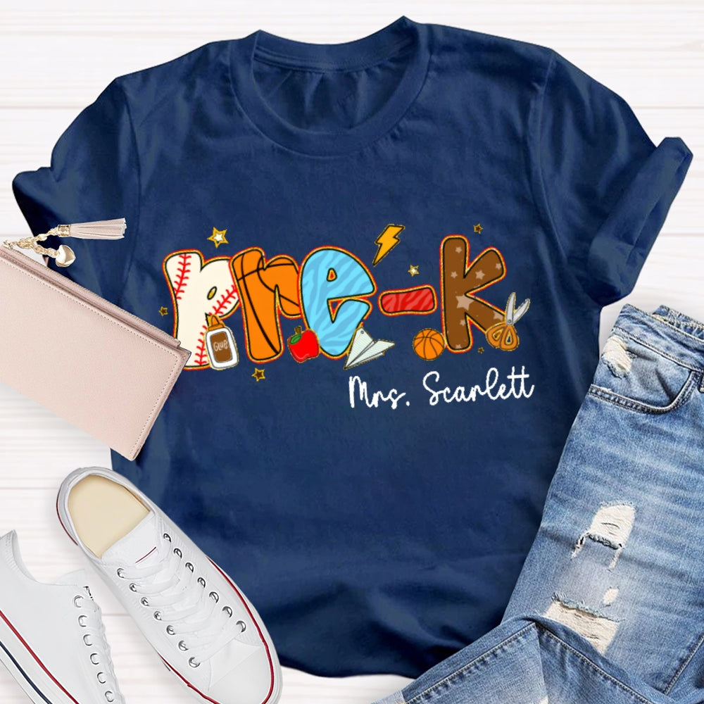 Personalized Name Funny Letter Print T-shirt