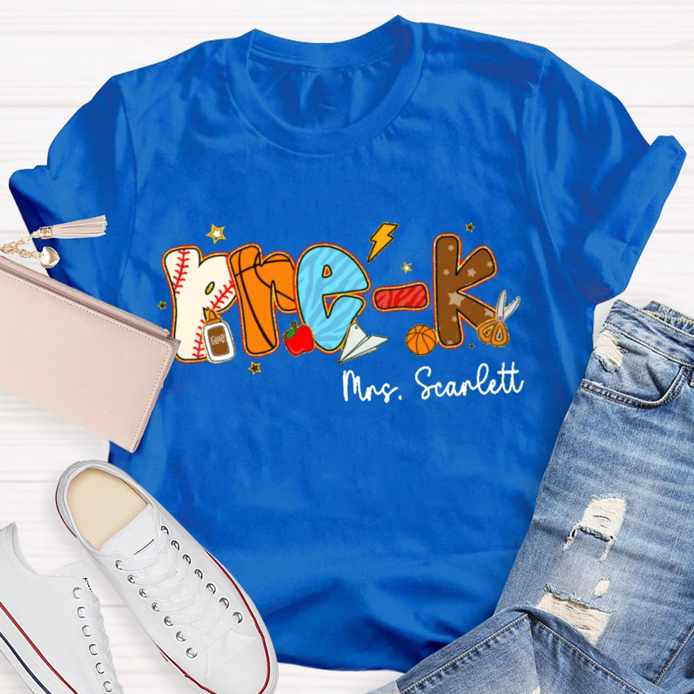 Personalized Name Funny Letter Print T-shirt