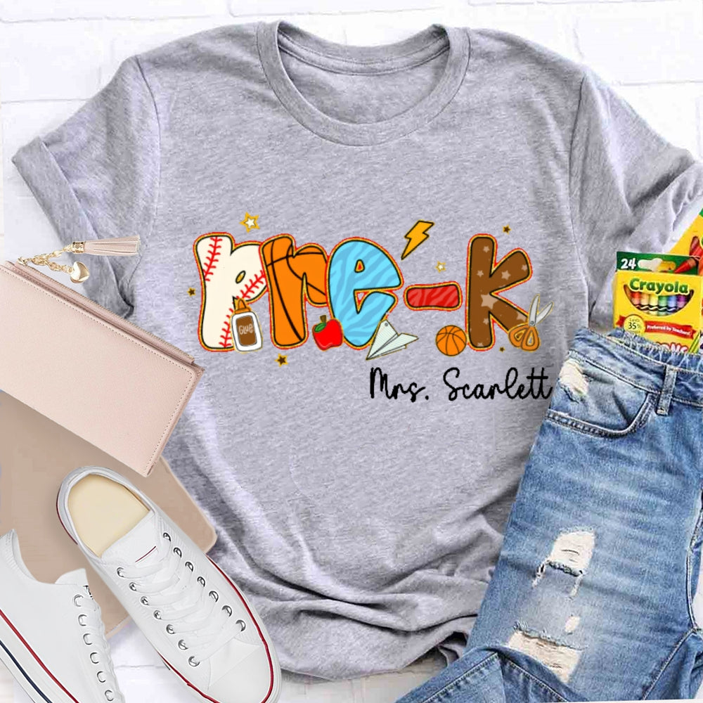 Personalized Name Funny Letter Print T-shirt