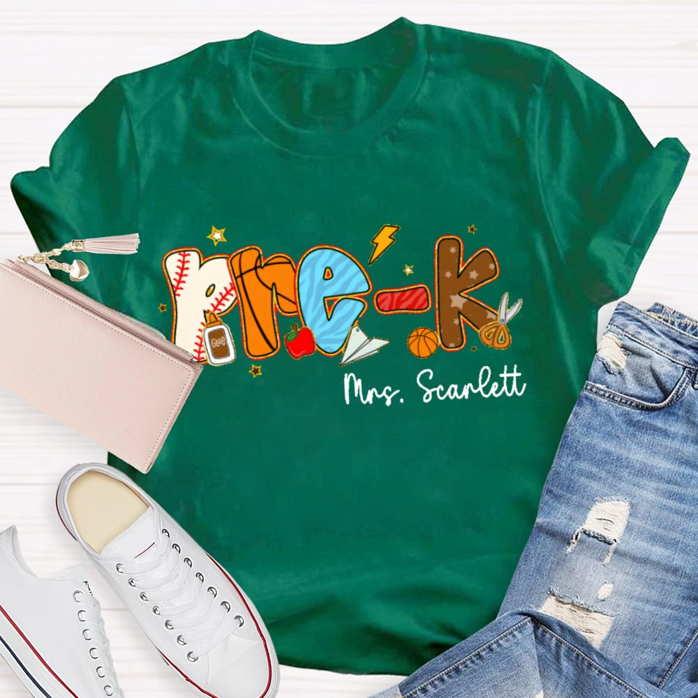 Personalized Name Funny Letter Print T-shirt