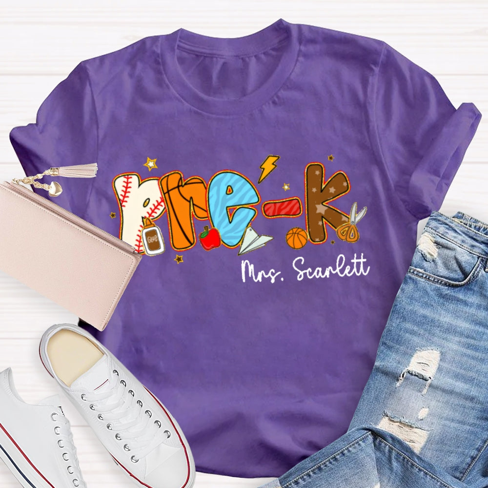 Personalized Name Funny Letter Print T-shirt