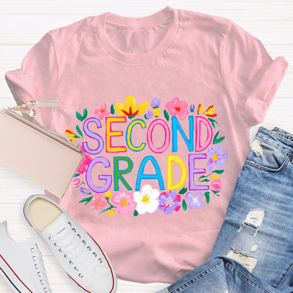 Personalized Grade Second Grade Funny Letter Print T-shirt