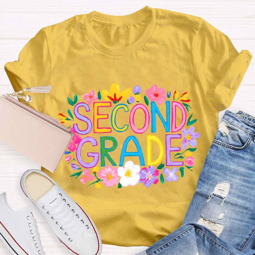 Personalized Grade Second Grade Funny Letter Print T-shirt