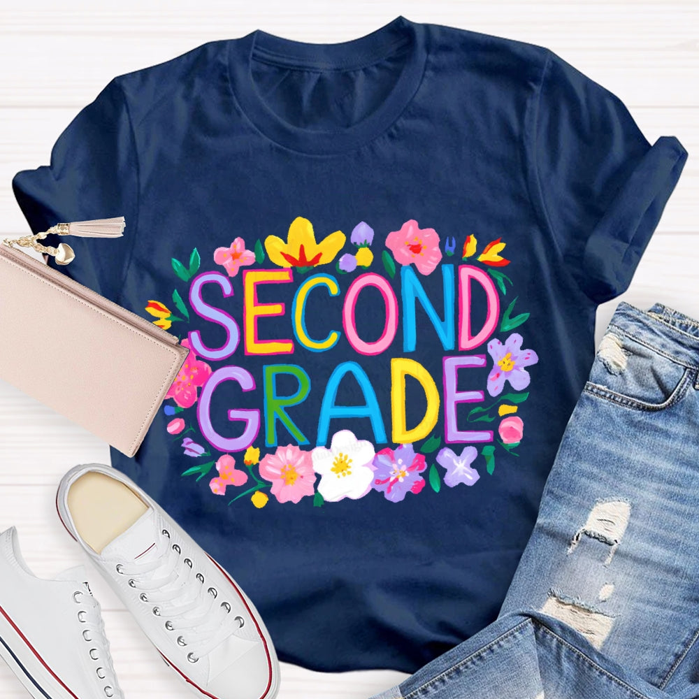 Personalized Grade Second Grade Funny Letter Print T-shirt