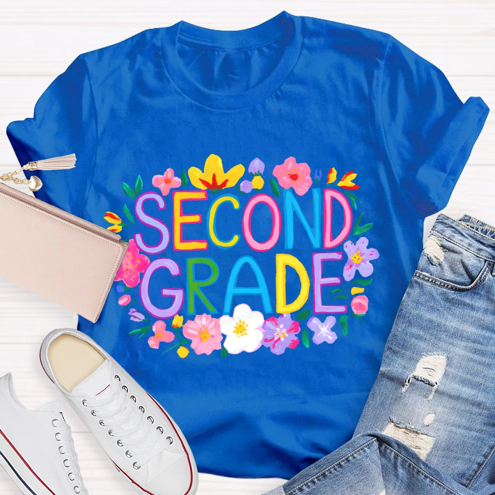 Personalized Grade Second Grade Funny Letter Print T-shirt