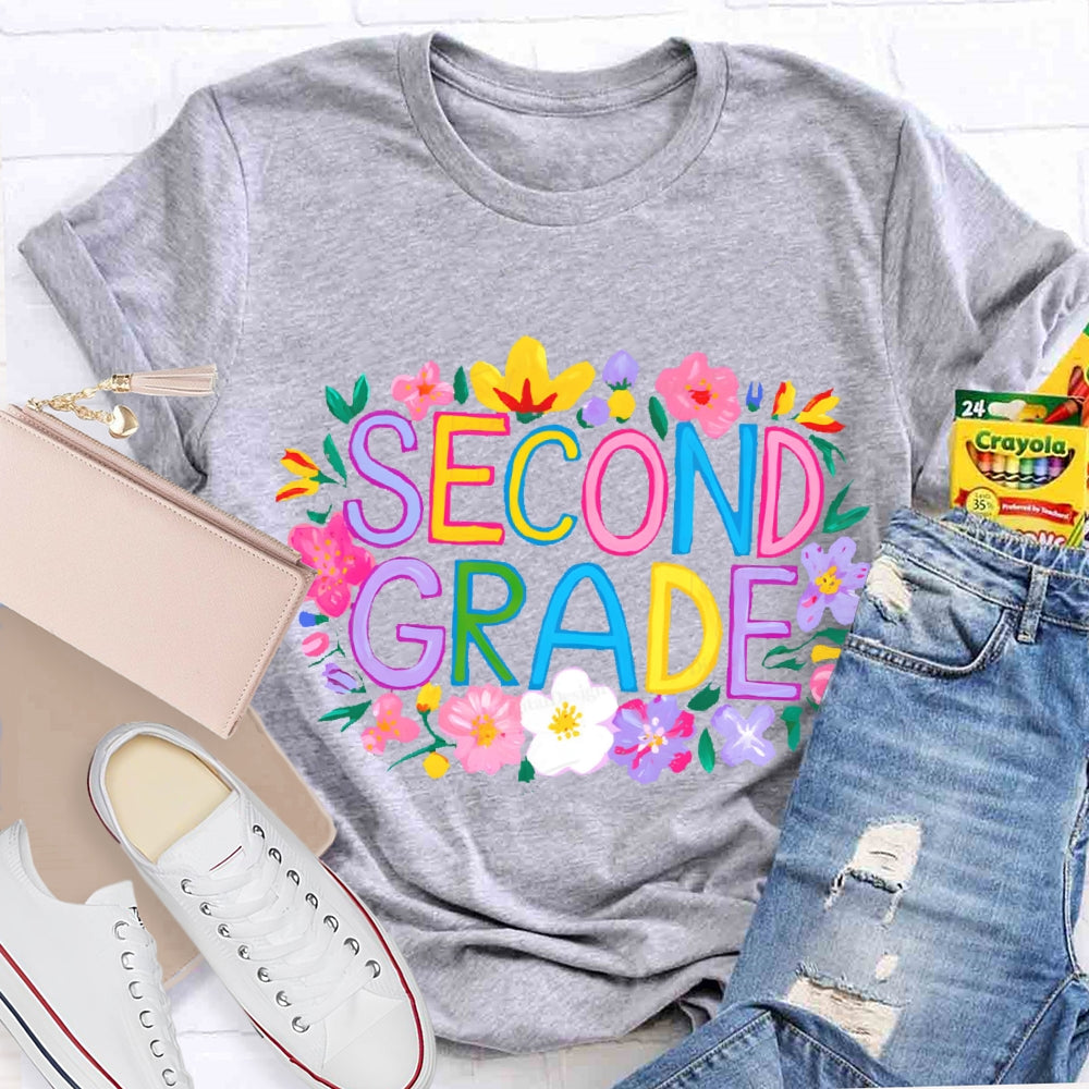 Personalized Grade Second Grade Funny Letter Print T-shirt