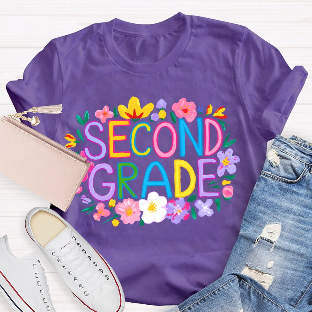 Personalized Grade Second Grade Funny Letter Print T-shirt