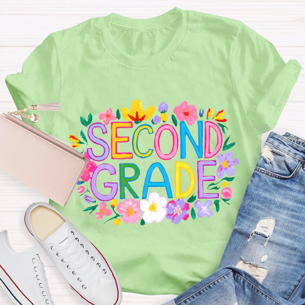 Personalized Grade Second Grade Funny Letter Print T-shirt