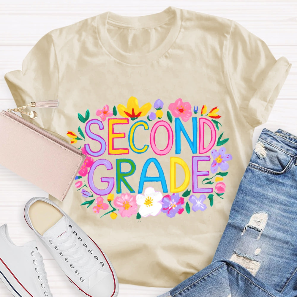 Personalized Grade Second Grade Funny Letter Print T-shirt