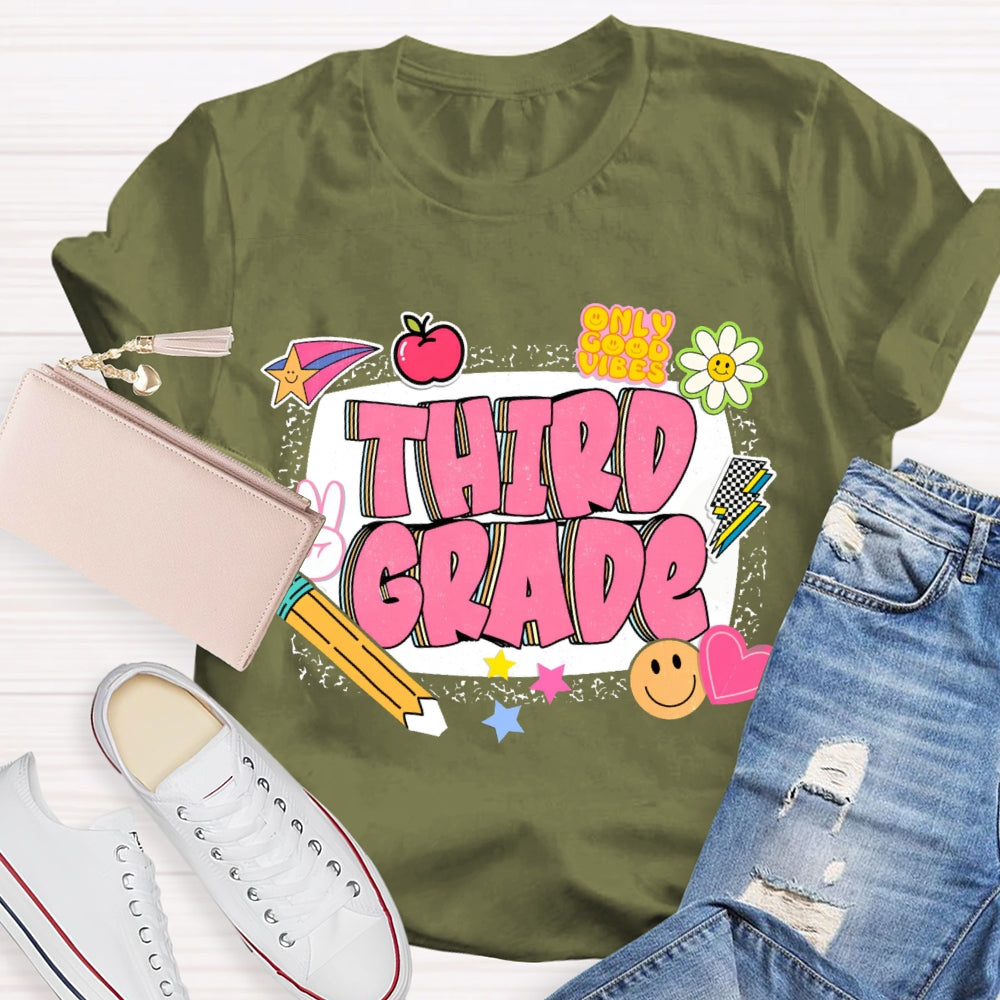 Personalized Grade Third Grade Funny Letter Print T-shirt