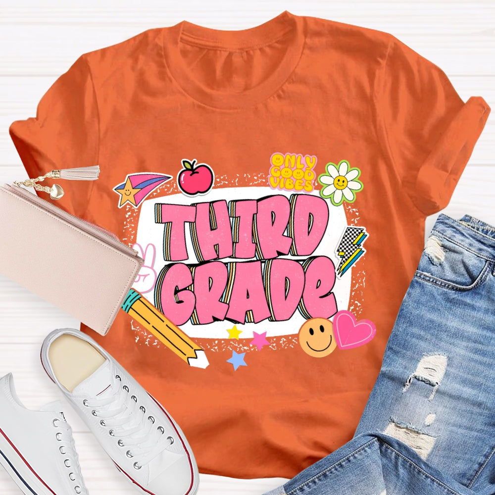 Personalized Grade Third Grade Funny Letter Print T-shirt