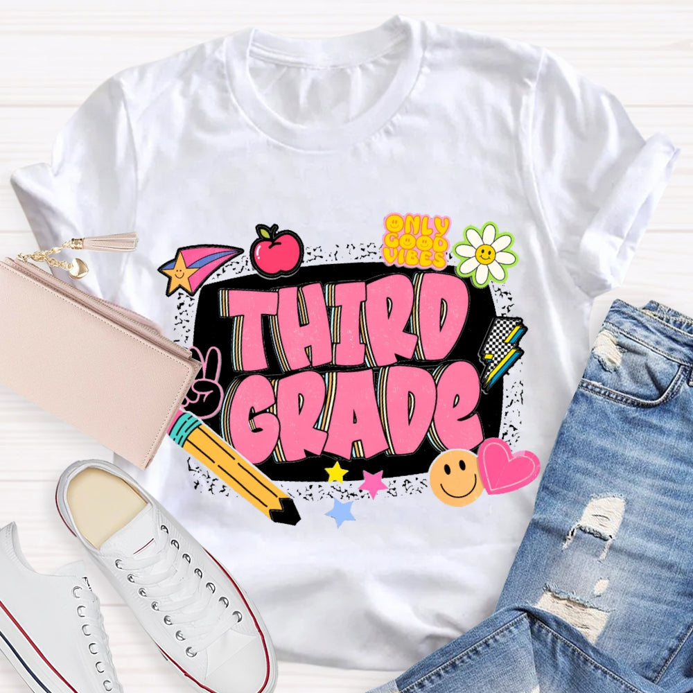 Personalized Grade Third Grade Funny Letter Print T-shirt