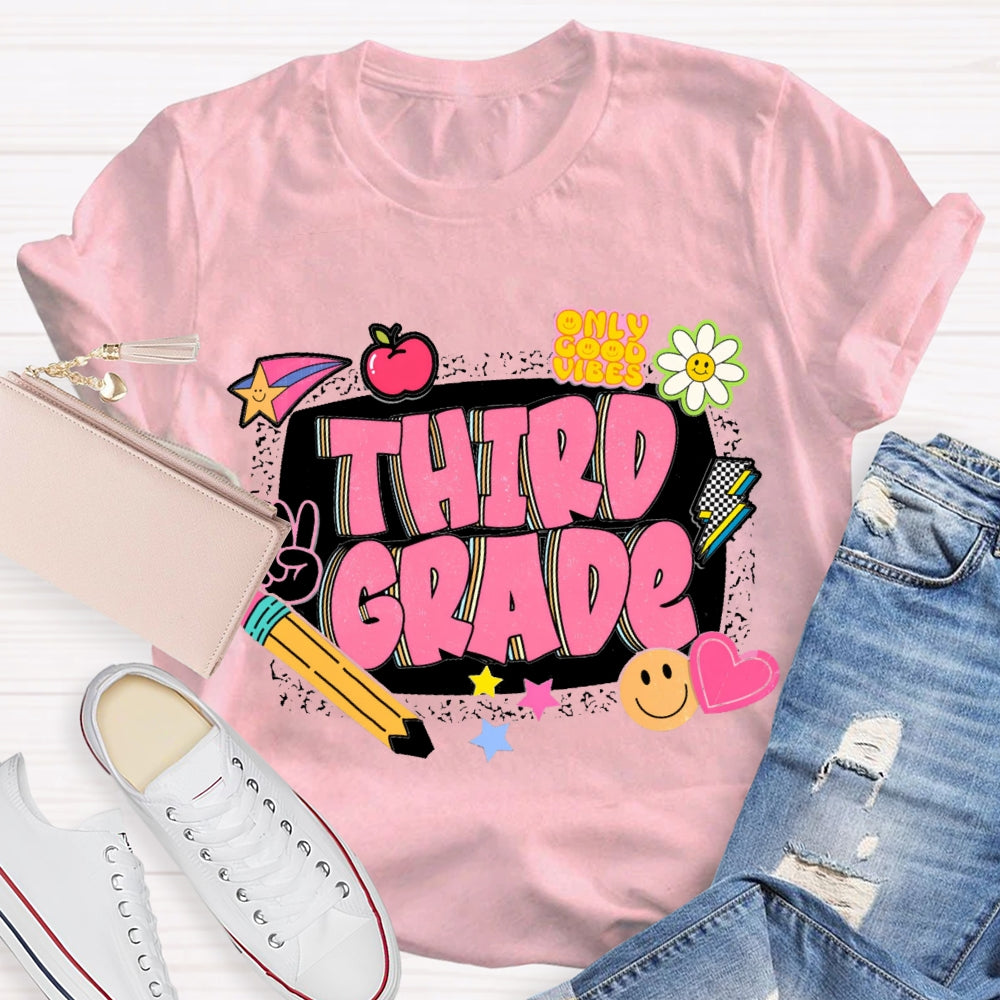 Personalized Grade Third Grade Funny Letter Print T-shirt